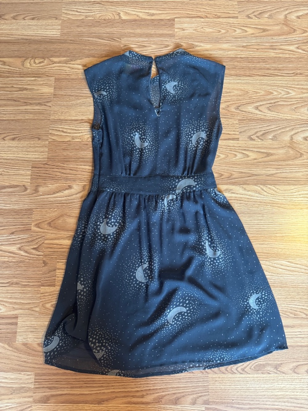 Sheer blue greyish Moon-Print Sleeveless Dress - Picture 7 of 8